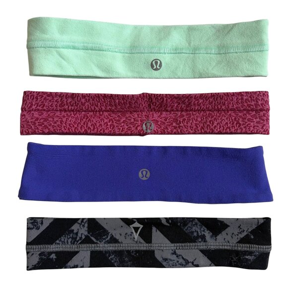 Lululemon / Ivivva Headband Lot of 4 (Mint Green, Black/Grey, Purple, Cranberry)